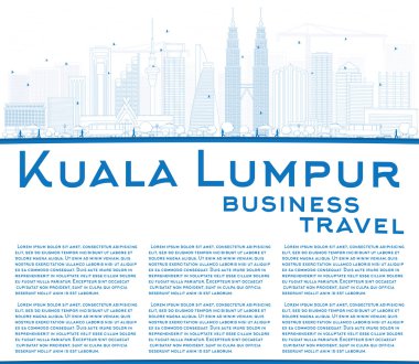 Outline Kuala Lumpur Skyline with Blue Buildings Copy Space.  clipart