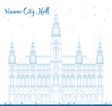 Outline Vienna City Hall in blue color.