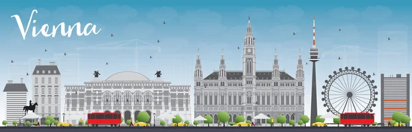 Skyline de Viena con edificios grises y cielo azul . — Vector de stock