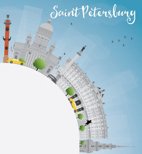 Санкт-Петербург с серыми ориентирами и копировальным пространством . — стоковый вектор