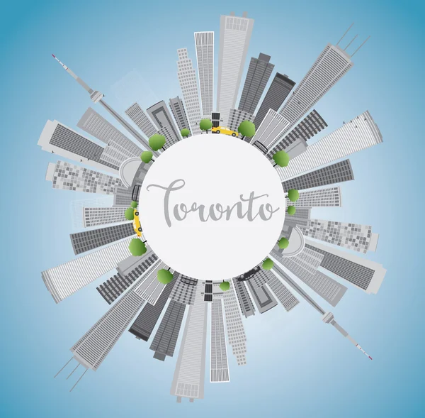 Toronto skyline with grey buildings, blue sky and copy space. — Stock Vector