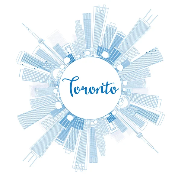 Outline Toronto skyline con edifici blu e spazio copia . — Vettoriale Stock