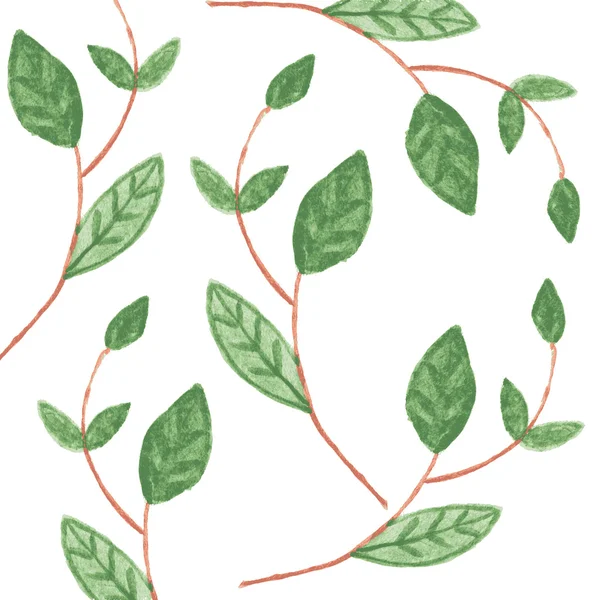 Pattern with Watercolor green leaves — Stock Vector
