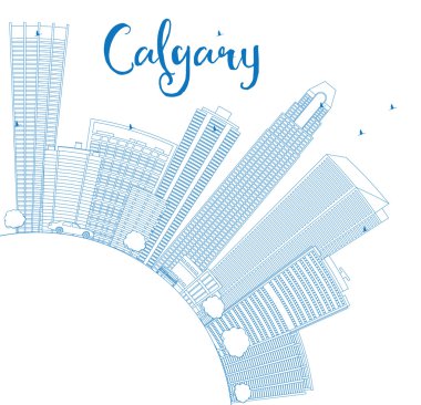 Mavi Binalar ve Kopyalama Alanı ile Anahat Calgary Skyline. 