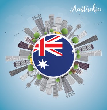 Australia Skyline with Gray Buildings and Blue Sky