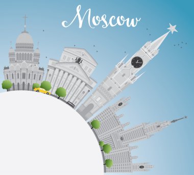 Gri Yerler, Mavi Gökyüzü ve Copy Space ile Moskova Skyline.