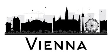 Vienna City skyline black and white silhouette.