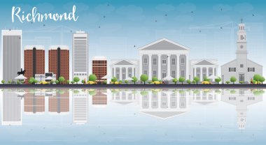 Richmond (Virginia) Skyline with Gray Buildings, Blue Sky and Re