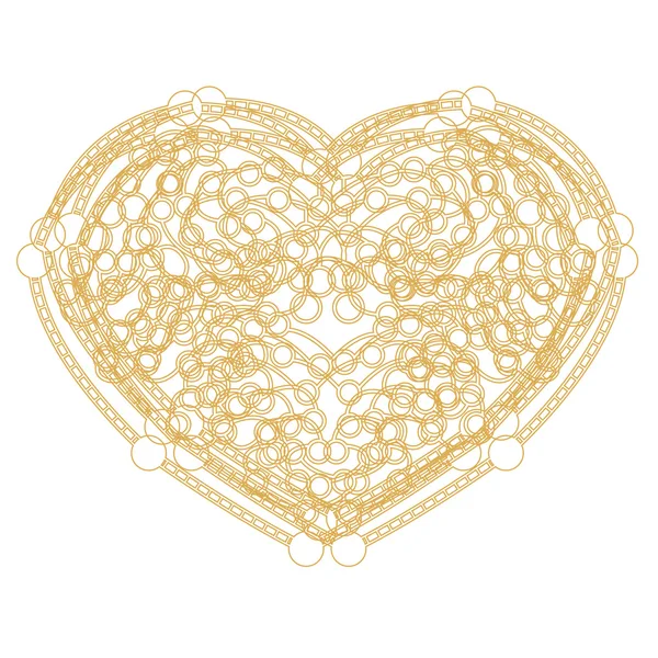 Outline golden heart shape with copy space. — ストックベクタ