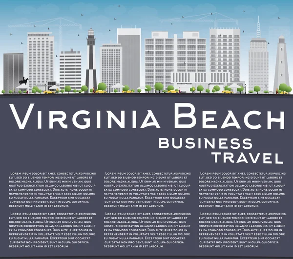 Virginia Beach (Virginia) Skyline con edifici grigi e copia S — Vettoriale Stock