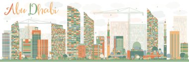 Abstract Abu Dhabi City Skyline with Color Buildings.