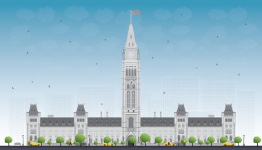Ottawa, Kanada Parlamento Binası. Vektör çizimi. 
