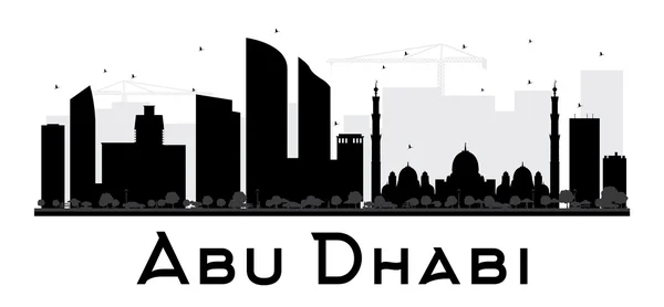 Abu Dhabi City skyline silueta en blanco y negro . — Archivo Imágenes Vectoriales