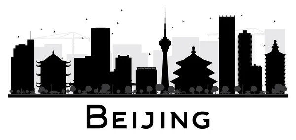 Ciudad de Beijing skyline silueta en blanco y negro . — Vector de stock