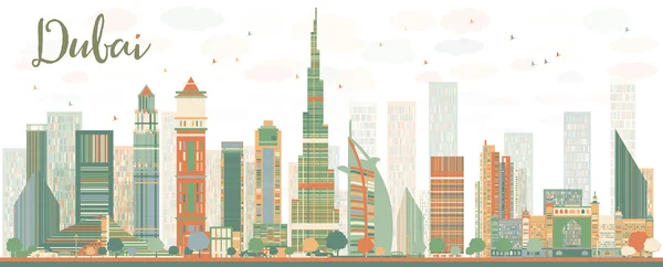 Resumen de Dubai City skyline conrascacielos de color — Vector de stock