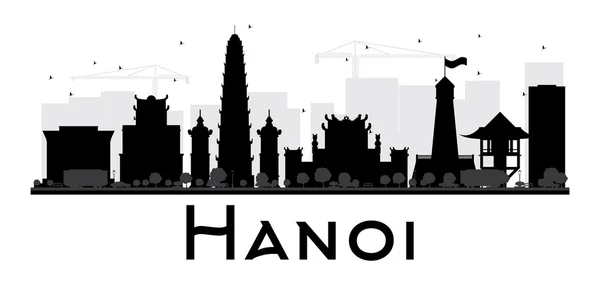 Hanoi City skyline black and white silhouette. — ストックベクタ