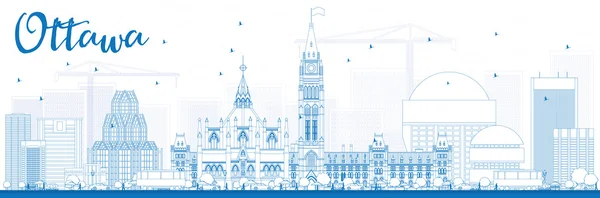 Esquema del horizonte de Ottawa con edificios azules . — Archivo Imágenes Vectoriales