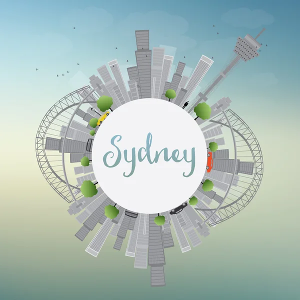 Sydney City skyline a kék ég, a felhőkarcolók, a másolat hely. — Stock Vector