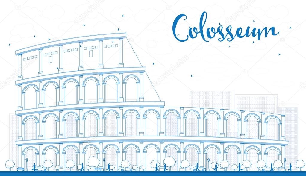 Outline Colosseum in Rome. Italy. Vector illustration.