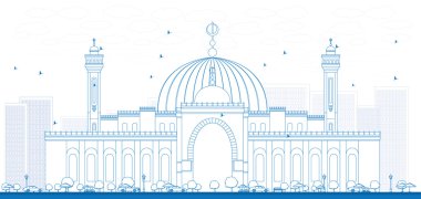 Outline Al Fateh Grand Mosque in Manama City