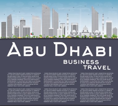 Gri Binalar ve Kopyalama Alanı ile Abu Dabi Şehir Silueti. 