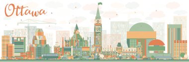 Renk Binaları ile Soyut Ottawa Skyline. 