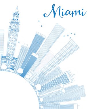 Anahat Miami manzarası ile mavi binalar ve kopya alanı.