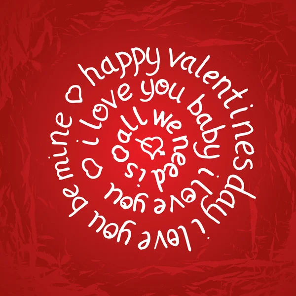 Valentines day round lettering on red gradient background with t — 스톡 벡터