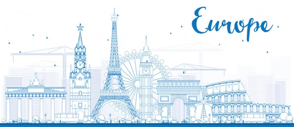 Famous landmarks in Europe. Outline Vector illustration.