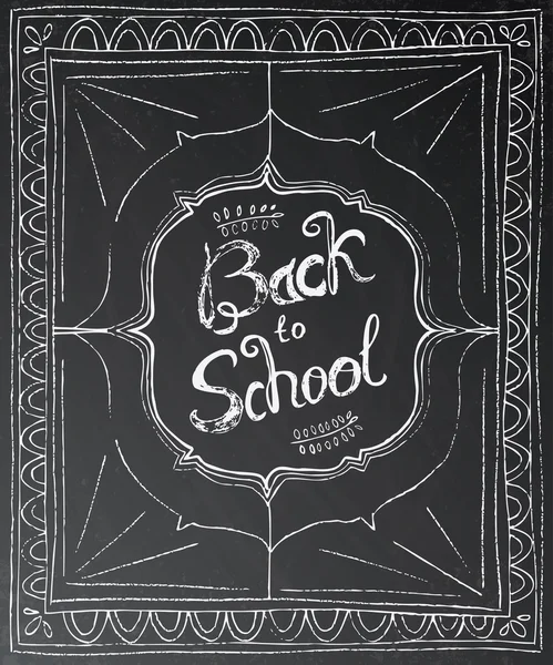 Voltar para a escola giz lettering no fundo preto . —  Vetores de Stock
