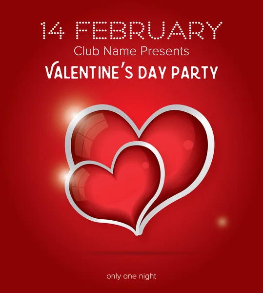 Happy Valentines Day Party Flyer Design Template. — Stock Vector