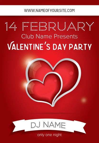 Happy Valentines Day Party Flyer szablon projektu. — Wektor stockowy