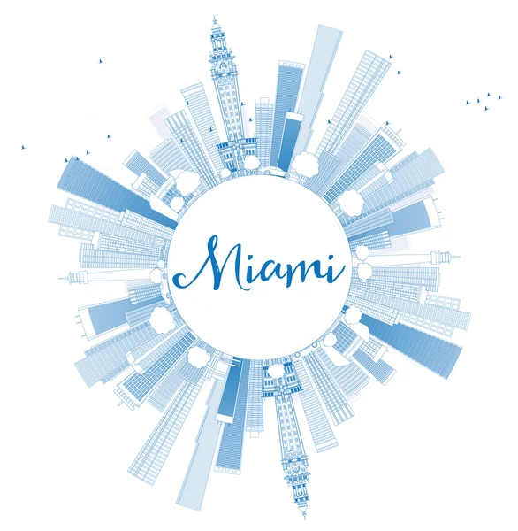 Osnovy Miami Skyline s modrou budov a kopírovat prostor. — Stockový vektor