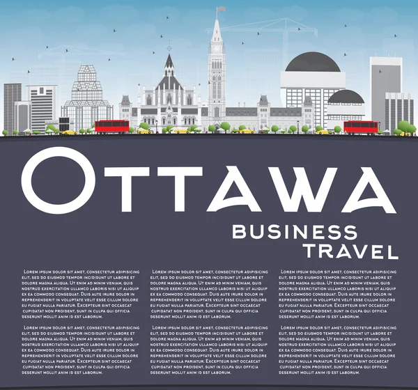Ottawa Skyline with Gray Buildings and Copy Space. — Stock Vector