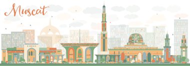 Renkli Binalarile Abstrac Muscat Skyline. 