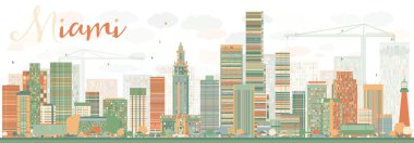 Renk Binaları ile Soyut Miami Skyline. 
