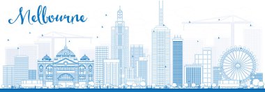 Mavi Binalar ile Melbourne Skyline. 