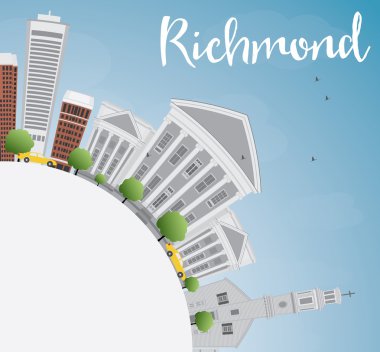 Richmond (Virginia) Gri Binalar ve Kopyalama Alanı ile Skyline. 