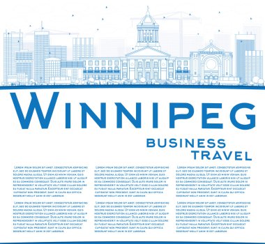 Anahat Winnipeg manzarası ile mavi binalar ve kopya alanı.