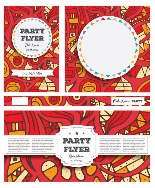 Club Flyers with copy space and hand drawn abstract background. — Stock Vector