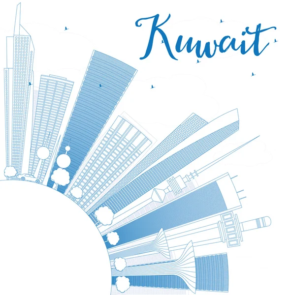 Umriss der Skyline von Kuwait mit blauen Gebäuden. — Stockvektor