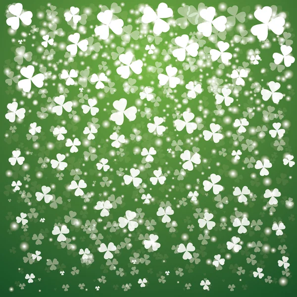 St. Patrick 's Day Hintergrund mit Lichtern und transparentem Klee — Stockvektor