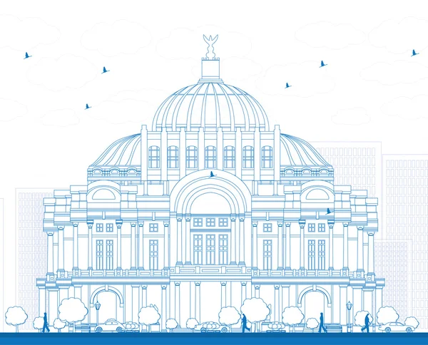 Aperçu Palais des Beaux-Arts / Palacio de Bellas Artes au Mexique — Image vectorielle