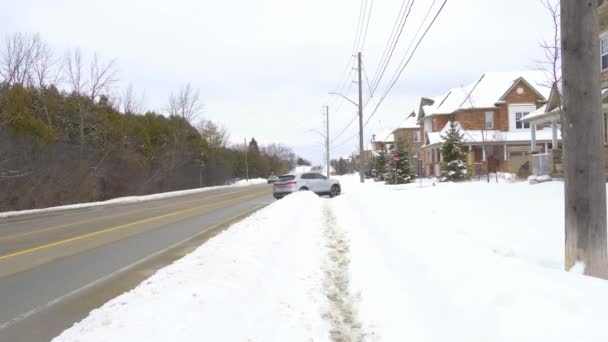 Winter Roads Canada Constantly Cleaned Snow Traffic Does Stop Possible — Stock Video