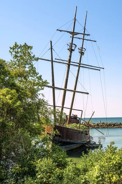 One Lakes Ontario Dock Rusting Three Masted Ship Living Out — Stock Photo, Image