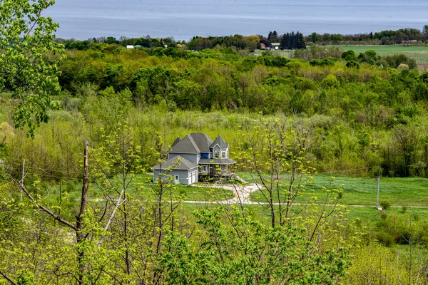 Villa Dispara Desde Vista Pájaro Valle Costero — Foto de Stock