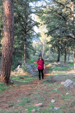 Kız ormanda bir yürüyüşe 