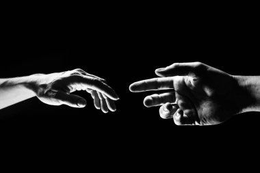 Erkek ve kadın elleri - siyah ve beyaz