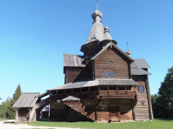 Veliky Novgorod Muzeum Lidové Dřevěné Architektury Vitoslavlitsy Kostel Domov — Stock fotografie