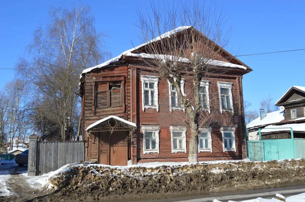 Russia Kostroma Casa Legno Sulla Pyatnitskaya — Foto Stock